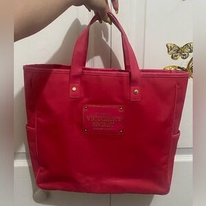 Victoria’s Secret Pink Tote Bag with Gold Logo – Beach, Gym, Travel